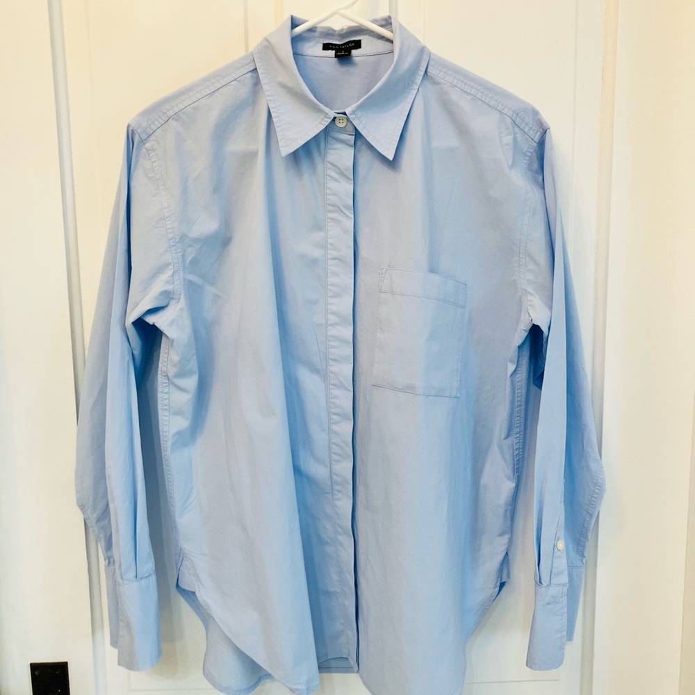 Ann Taylor Oversized Light Blue Dress Shirt S